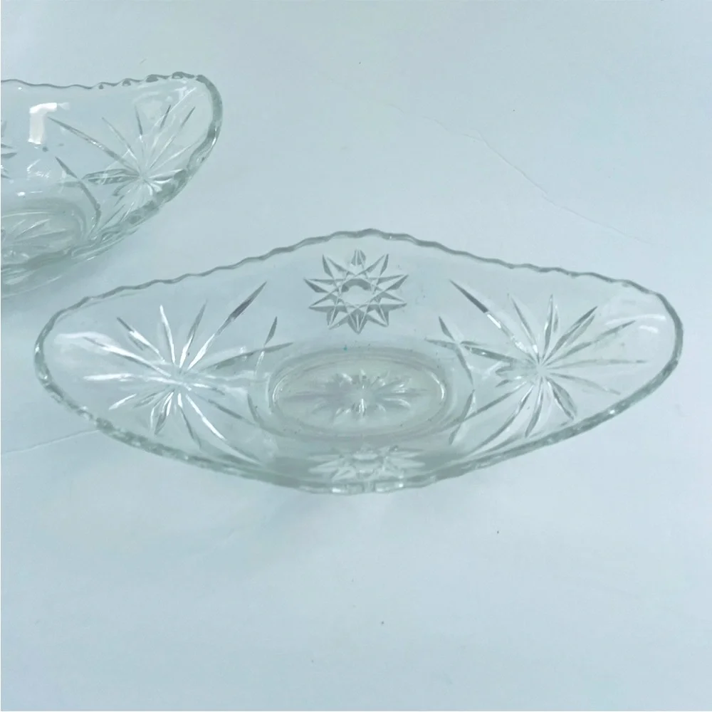 Anchor Hocking Prescot vintage “Star of David” glass Gondola Dishes set of two